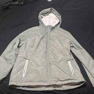 Free Country Cream and Teal Lined Hooded Jacket